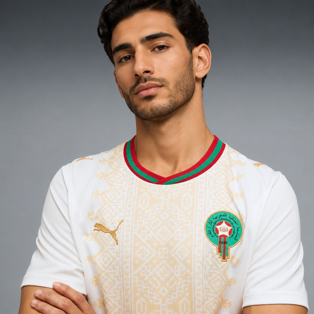 قميص المنتخب المغربي 2026 - نسخة كأس العالم أحمر وأبيض
